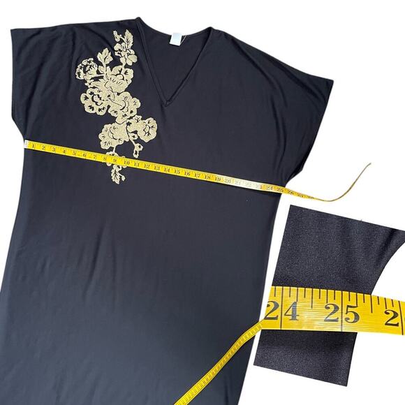 Avon Gold N’ Glamour Black Caftan Dress Private Treasures Glitter Size Med Large - Picture 6 of 6